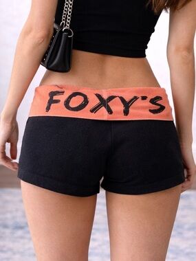Y2K Foxy Orange & Black Fold Over Shorts